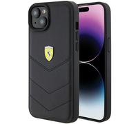 Custodia rigida trapuntata nera Ferrari per iPhone 15 Plus