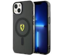 Custodia rigida traslucida MagSafe nera per iPhone 14 modello Ferrari