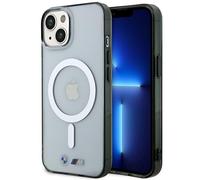 Custodia rigida trasparente BMW con anello MagSafe argento per iPhone 14