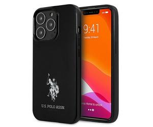 Custodia rigida US Polo per iPhone 13 Pro Max con logo cavalli, colore nero.