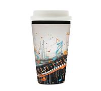 Custodia riutilizzabile per tazze di caffè ghiacciato, isolante, in neoprene, per bevande fredde, note musicali astratte, supporto per bevande, adatto a tazze da 16-510 ml