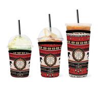 Custodia riutilizzabile per tazze fredde, con motivo a cavallo etnico nativo americano del sud-ovest, acchiappasogni, rossa, isolata, resistente, per bevande fredde, portabevande per caffè freddo.