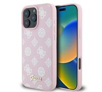 Custodia rosa Guess MagSafe con logo Peony per iPhone 16 Pro