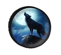 Custodia Ruota di Scorta Universale Copricerchi per Auto Lone Wolf Howling At The Moon Protezione Solare Protezioni per Pneumatici per SUV Viaggi Veicoli 17 inch