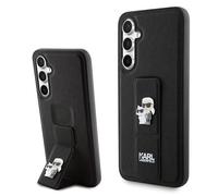 Custodia Saffiano nera con supporto Karl Lagerfeld per Samsung Galaxy S23 FE.