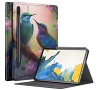 Custodia Sakura con colibrì per Samsung Galaxy Tab S8 Plus/Tab S7 FE 12,4" 2021/Galaxy Tab S7 Plus 2020, custodia con angoli di visualizzazione multipli con supporto per penna S e funzione sleep/wake
