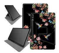 Custodia Sakura floreale con colibrì per Samsung Galaxy Tab S9 Ultra 2023/S8 Ultra 2022 [SM-X910/X916B/X918U/X900/X906], con portapenne, girevole a 360 gradi, angoli di visione multipli con funzione