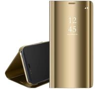 Custodia Samsung A33 5G Cover Specchio Libro Pelle PU Case Clear View Standing Mirror Flip Case Plastica con Funzione Supporto Portafoglio Libretto Bumper Case per Samsung Galaxy A33 5G - Giallo