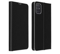 Custodia Samsung Galaxy A71 Effetto Carbonio Portacarte Funzione supporto Nero