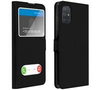 Custodia Samsung Galaxy A71 Sportellino 2x Finestre Cover Silicone - Nero