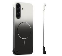Custodia senza cornice per Samsung Galaxy A56, con gradiente di colore, compatibile con Mag-Safe Magnet Wireless [sensazione originale senza bordo] Slim Gradiente di colore (bianco/nero)