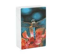 Custodia Sigaretta Portatile Impermeabile Scatola di Plastica di Dimensioni Regolari Tasca Sigaretta Box Holder Libellula Sul Fiore Flip Custodia Aperta per Uomini Donne