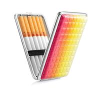 Custodia Sigarette PU Pelle per Signore e Uomini - Scatola Metallo Rosa in Acciaio Inox per 12 Sigarette Con Banda Elastica - Slim e Piccola