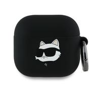 Custodia silicone nera AirPods 4 Karl Lagerfeld con testa Choupette