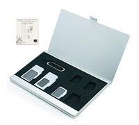 Custodia SIM in alluminio, 6 slot porta SIM ultrasottile con adattatori per schede SIM e kit di strumenti pin di espulsione per viaggi o viaggi di vacanza (argento)