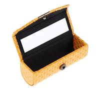 Custodia singola in pelle PU per rossetto, con specchio, colore nero, Giallo, 9x3.5x3.5 cm, come descrizione