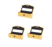 Custodia singola in pelle PU per rossetto, con specchio, colore nero, Set da 3 (giallo), 9x3.5x3.5 cm, come descrizione