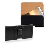 kwmobile Custodia a marsupio con clip per cintura - Astuccio smartphone 16,2 x 8,5 cm in pelle PU - Borsa con aggancio per cinta in similpelle - nero