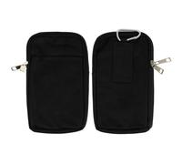 Custodia Smartphone Cintura Universale Doppia Tasca Nylon Spesso Nero