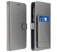 Custodia Smartphone Universale Cover Portafoglio XXL Argento Supporto + Specchio