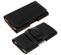 Custodia Smartphone Universale taglia XL Passante cintura + clip Pelle Nera