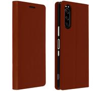 Custodia sony Xperia 5 Folio Pelle Originale Porta Carte Supporto Video - Camel