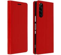 Custodia Sony Xperia 5Pelle Portafoglio Funzione Stand - Rosso