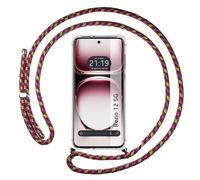 Custodia sospesa trasparente per OPPO Reno 12 5G con cordino rosa/oro