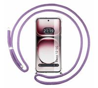 Custodia sospesa trasparente per OPPO Reno 12 5G con cordone viola