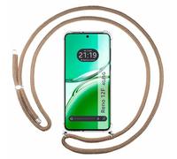 Custodia sospesa trasparente per OPPO Reno 12F 4G / 12F 5G con cordon cammello