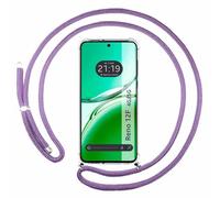 Custodia sospesa trasparente per OPPO Reno 12F 4G / 12F 5G con cordone viola