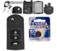 Custodia sostitutiva per telecomando MAZDA Car Key Radio con 3 pulsanti + Blank + Batteria per Mazda 2 DE 6GH CX-7 ER MX-5 NC 3 BL 5 CR A