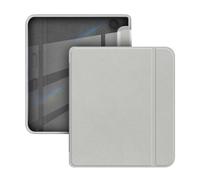 Custodia sottile in pelle PU compatibile con Kobo Libra Colour N428 2024 /Libra 2 N418 2021 7'' eReader posteriore in acrilico trasparente Funda Pouch(Gray)