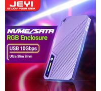 Custodia SSD JEYI Ultra Slim RGB M.2, Dual protocles NVMe SATA USB 3.2 custodia per disco rigido con luce RGB da 10Gbps con protezione Wirte