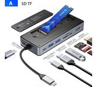 Custodia SSD M 2 Splitter hub USB C PD100W Docking station di estensione 10 Gbps M2 NVMe SATA Custodia esterna 4K 60Hz HDMI compatibile con(A)