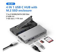 Custodia SSD USB C Hub Docking Station per laptop 4K 60Hz HDMI Com USB3 2 10Gbps PD100W Custodia SD TF SSD compatibile con Blueendless M2 Sata NVMe(MC401)