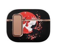 Custodia stampata con gru giapponese con corona rossa, compatibile con Airpods Pro 2, custodie protettive per auricolari