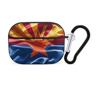 Custodia standard per AirPod Pro con bandiera dell'Arizona, cover rigida antigraffio in policarbonato con portachiavi, accessorio per AirPod Pro 2°/1° custodia per donne e uomini, stile nero
