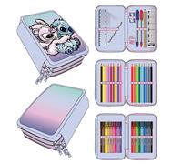Custodia Stitch a 3 scomparti Colore lilla 12,5 x 6,5 x 19,5 cm Chiusura a