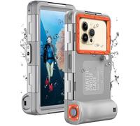 Custodia subacquea per iPhone, Samsung Galaxy, Huawei Xiaomi Redmi Smartphone, Protezione Professionale [15m/50ft], Custodia Impermeabile per Snorkeling, Surf, Foto & Video (Grigio-Arancione)