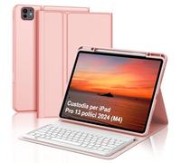 Custodia Tastiera Bluetooth Retroilluminata per iPad Pro 13” (2024) - M4, Qwerty Italiana, Design Moderno con Slot per Apple Pencil, Supporto Regolabile e Tastiera Staccabile Senza Fili - Oro Rosa