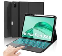 Custodia tastiera per Honor Pad X8a 11 pollici con touchpad, AZERTY francese tastiera Bluetooth magnetica staccabile, con 7 colori retroilluminati per tablet Honor Pad X8a 11" 2024, nero