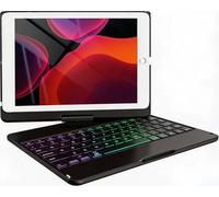 Custodia tastiera per iPad 6a generazione 2018/iPad 5th Gen 2017/iPad Pro 9.7/iPad Air 2/iPad Air 1/360° rotazione dello schermo 7 colori retroilluminazione con tastiera, nero