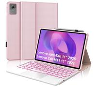Custodia Tastiera per Lenovo Idea Tab 11" 2025/Idea Tab K11 Gen 2 con Touchpad Multipoint Retroilluminazione 7 colori AZERTY Francese Rimovibile Bluetooth Keyboard e Cover Premium, Rosa