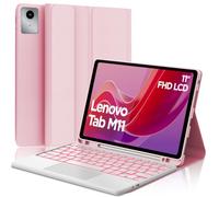 Custodia Tastiera per Lenovo Tab M11 2024 11 pollici/Lenovo Tab K11 11" con Touchpad Multipoint Retroilluminazione 7 colori AZERTY Francese Rimovibile Bluetooth Keyboard e Cover Premium, Rosa