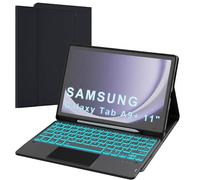 Custodia tastiera per Samsung Galaxy Tab A9+ 11 pollici - 7 colori retroilluminati rimovibile tablet custodia wireless con touchpad - Tab A9 Plus 11" ricaricabile AZERTY francese tastiera cover nero