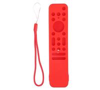 Custodia telecomando TV in silicone morbido resistente antigraffio antiscivolo con foro preciso protezione shock con laccio salvaslittamento per telecomandi universali (Set rosso)
