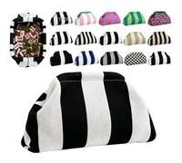 Custodia Tessere Del Mahjong,pochette All'uncinetto,borsa Righe Spiaggia | Il Morbido Materiale A Maglia Protegge Le Tessere Del Mahjong Ed È Compatto E Portatile(Black white)
