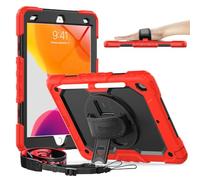 Custodia Timecity per iPad 10,2 (iPad 9a / 8a / 7a Generazione 2021/2020/2019). Con Supporto Girevole a 360 Gradi, Cinturino da Polso [Portapenne/Proteggi Schermo] Tracolla. per iPad 10.2 - Rosso