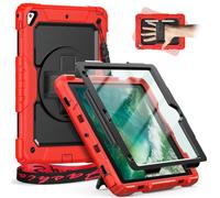 Custodia Timecity per iPad 9.7 (iPad Air 2 / iPad 6a / iPad 5a Generazione). Bambini Antiurto, con Supporto Girevole a 360 Gradi, Tracolla [Portapenne e Proteggi Schermo]. per iPad 9.7 - Rosso
